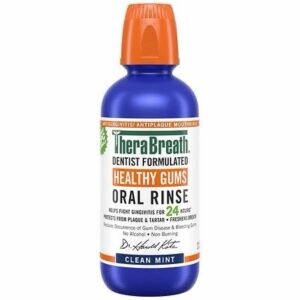 TheraBreath Healthy Gums Oral Rinse, Antigingivitis, Clean Mint Flavor, Dentist Formulated to Help Prevent Gingivitis and Support Gum Health, Alcohol Free, 16 Fl Oz