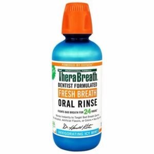 TheraBreath Fresh Breath Mouthwash, Icy Mint Flavor, Alcohol-Free, 16 Fl Oz