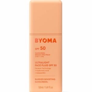 BYOMA SPF 50 Face Fluid - Ultra-Lightweight Facial Sunscreen for All Skin Tones - Luminous Glow, No White Cast - SPF Moisturizer Strengthens Skin Barrier